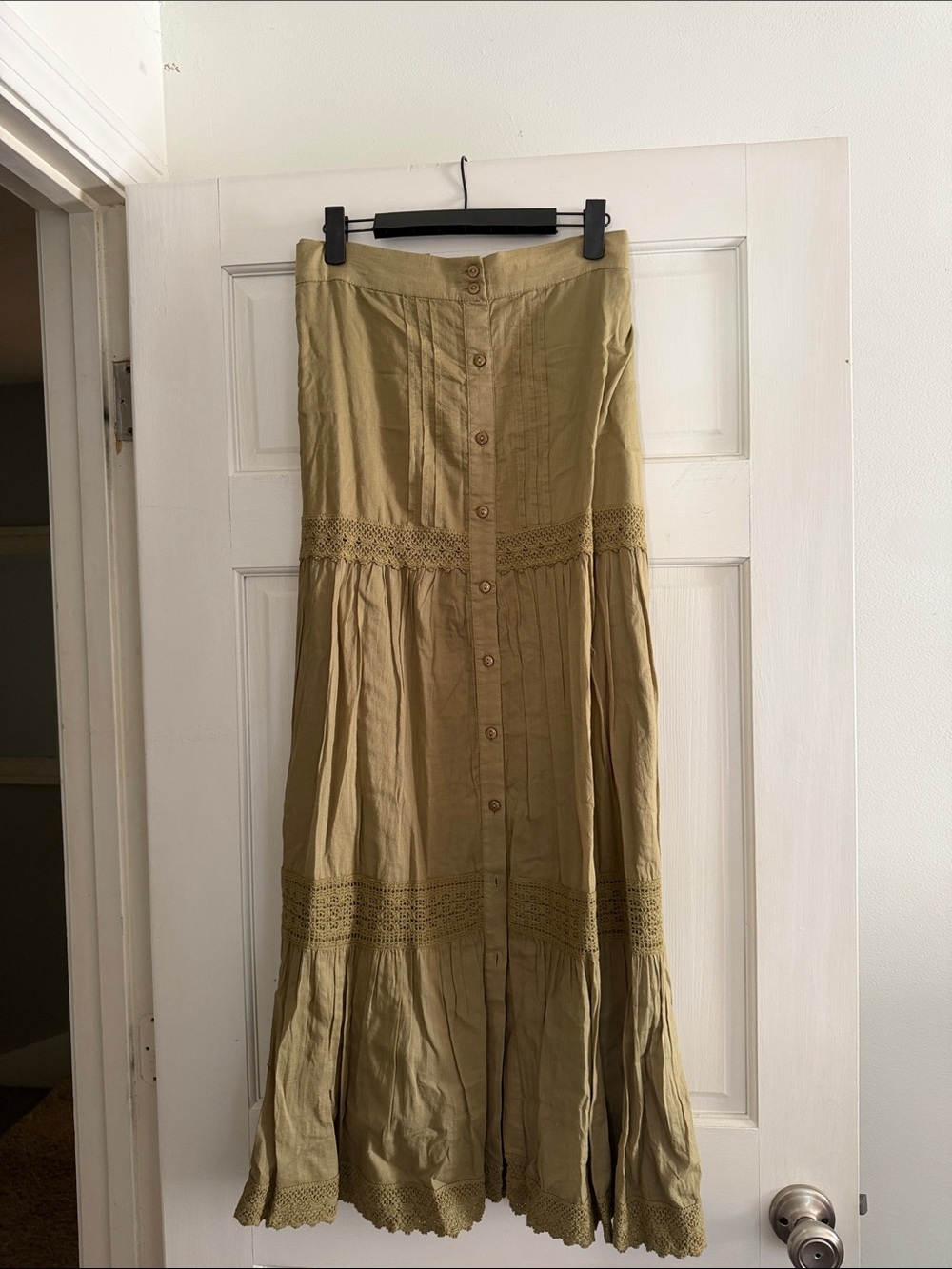 Forever 21 Olive Button-Front Maxi Skirt